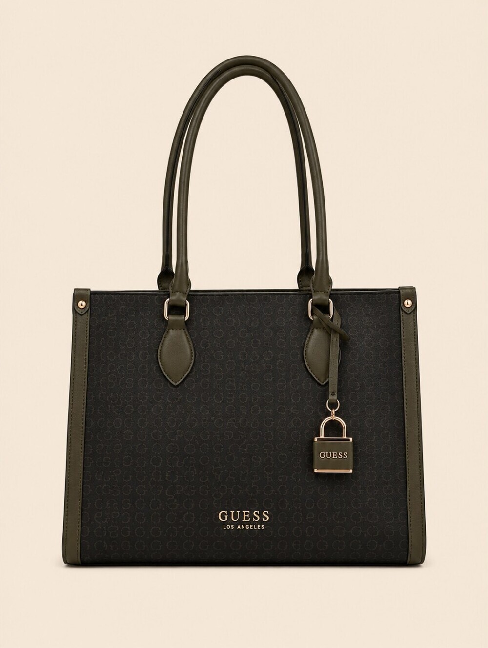 GUESS 1990s Olive Trim Oak Park Logo Tote Handbag